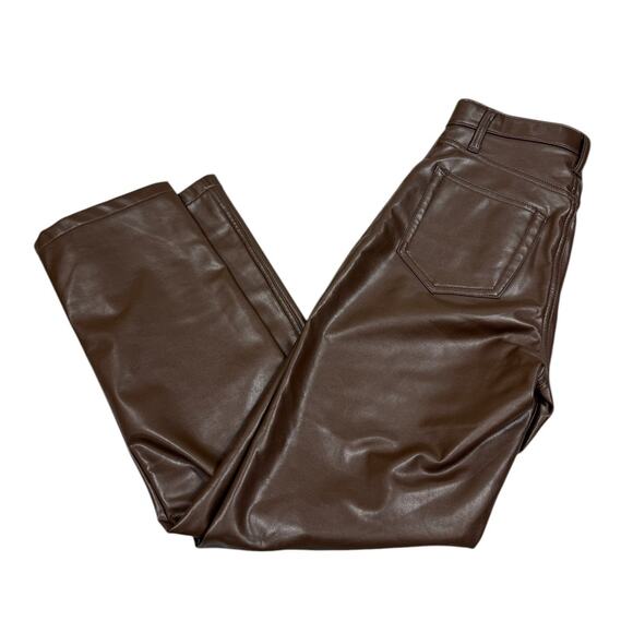 Abercrombie & Fitch Womens Size 0/25 Curve Love 90's Straight Faux Leather Pants - Picture 1 of 14